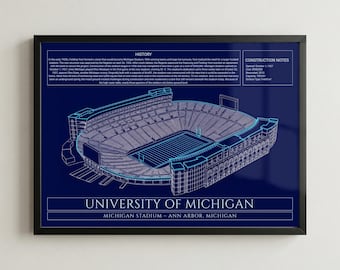 Michigan Stadium Print, The Big House Wolverines Football Art