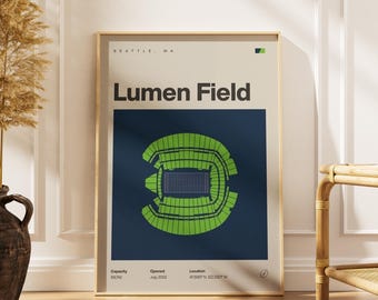 Seattle Seahawks Lumen Field Mid Century Modern Print (Digital Download)