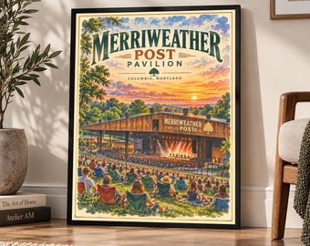 Merriweather Post Pavilion Poster | Vintage Concert Venue Print | Outdoor Music Wall Art | Retro Amphitheater Poster | Music Lover Gift