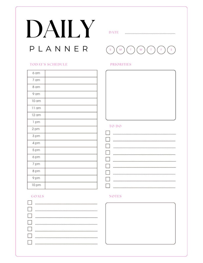 Printable Customizable Daily Planner/schedule With to Do List - Etsy