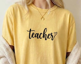 Comfort Colors® Teacher Heart Shirt, Minimalist Teacher Tee, Teacher Appreciation Gift, Back To School Shirt, Cute Teacher Gift, Women, Men
