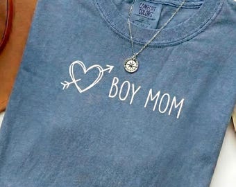 Comfort Colors® Boy Mom Heart Arrow Shirt, Minimalist Boy Mama Tee, Mother's Day Gift, Boy Mom Life Shirt, Cute Boy Mom Gift, Women
