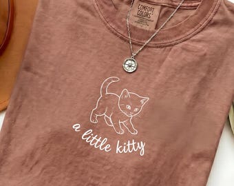 Comfort Colors® A Little Kitty Shirt, Cute Cat Tee, Minimalist Kitten Shirt, Cat Lover Gift, Cat Mom Tee, Aesthetic Cat Shirt, Women Tshirt
