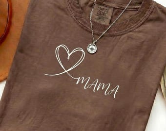 Comfort Colors® Mama Heart Shirt, Minimalist Mama Tee, Mother's Day Gift, Cute Mama Shirt, Simple Mama Heart Tee, Gift For Her, Women