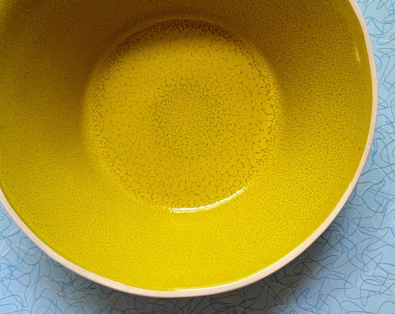 Vintage Serving Bowl White Chartreuse Green Asymmetric Pottery Fruit Bowl Contemporary Ceramics Crackle Glaze Pottery