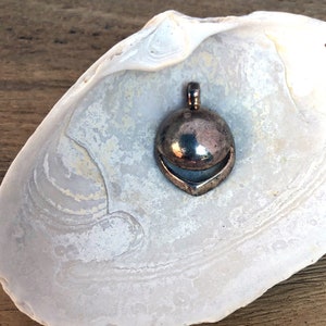Vintage Silver Pendant Modernist Necklace Sterling Orb with Framed in a Pointed Shape Abstracted Eye Jewelry Made in Israel 925 Silver