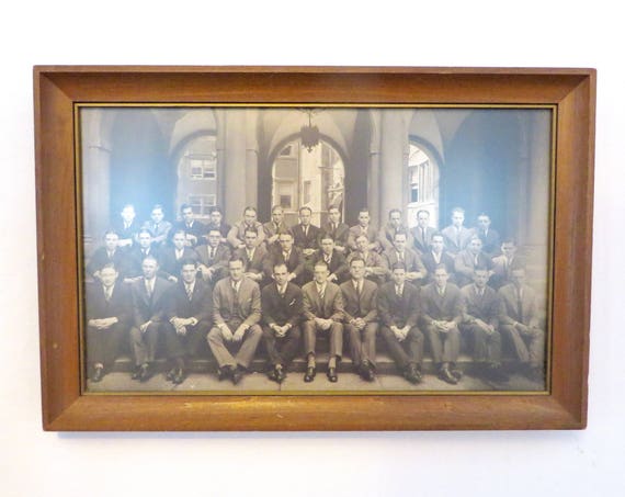 Vintage Photograph 1920s Fraternity Photo Theta Delta Chi University of Pennsylvania Framed Group Pledges on UPENN Campus