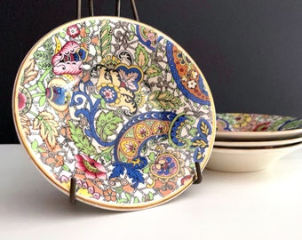 Vintage Small Bowls Paisley Pattern Chintz by Alfred Meakin Tiny Bowl Set of 4 Made in England All Over Pattern China Multicolor Gold Rim