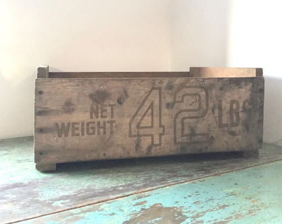 Vintage Wood Crate 42 lbs Heavy Wood Storage Box Rustic Farmhouse