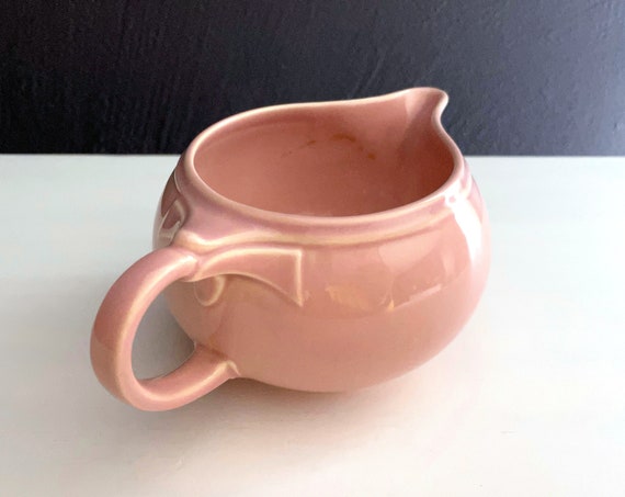Vintage Pink Creamer Lu-Ray Pastels by Taylor Smith Taylor Ceramic 1940s Milk Pitcher with Handle T.S. & T Earthenware Pink Serving Piece