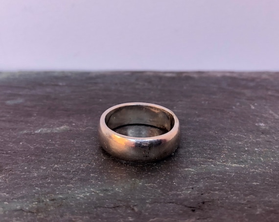 Vintage Sterling Band Silver Ring Simple Wedding Band Thick Men’s or Women’s Ring Size 5.75 or 5.5 Classic Band Ring Unisex Jewelry Patina