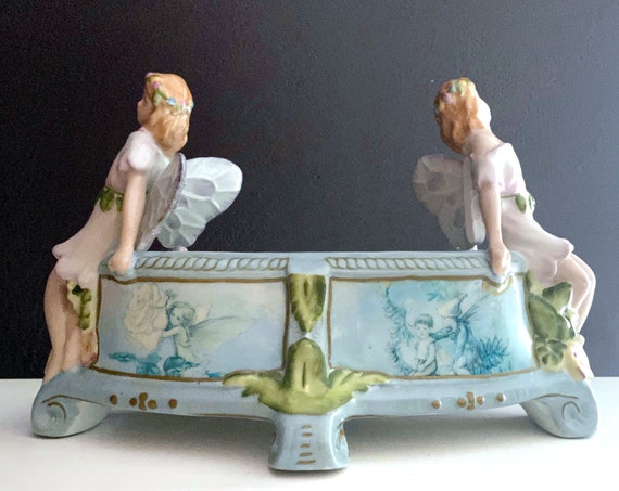 Vintage Fairy Planter Jardiniere Reproduction Copy of Braithwaites of Cumbria Lustre Ware Flower Pot Hand Painted Ornate 30s Wedgewood Copy