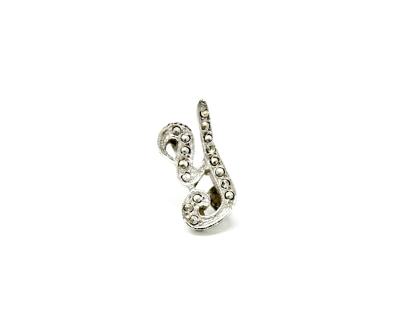 Vintage Y Initial Pin Rhinestone Silver Toned Metal Small Brooch Letter Y Tie Tack