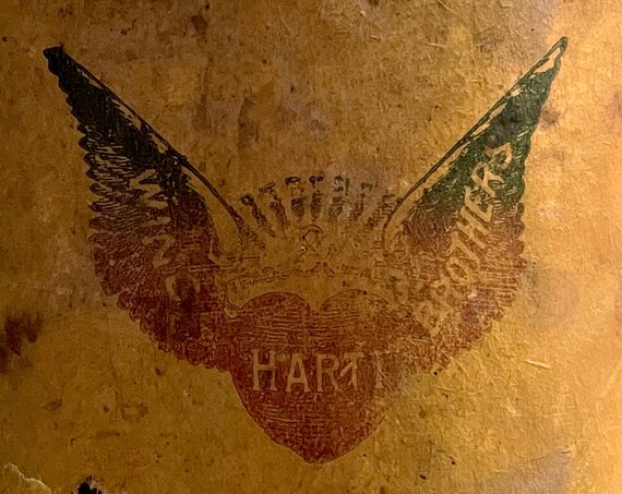Antique Can Molasses 1800s Label Wing Brothers & Hartt Grocers Albany NY Rusty Can Very Old Packaging Winged Heart Logo Cooking Molasses