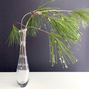 Vintage Bubble Vase Kosta Boda Signed LH 1331 Swedish Art Glass Clear Vase Single Stem 9” Vicke Lindstrand Design Controlled Bubbles Glass