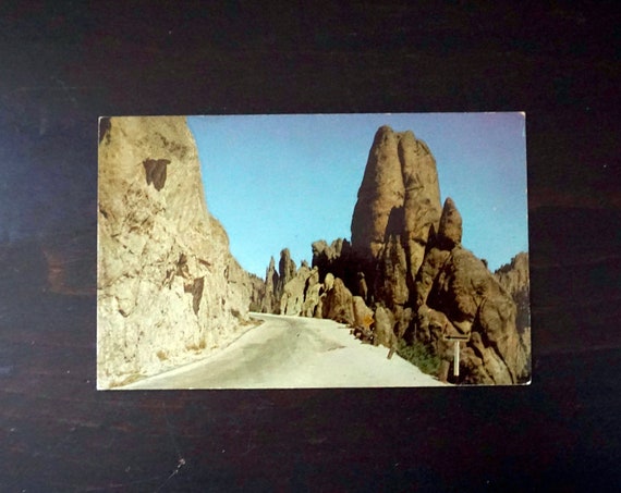 Vintage Postcard South Dakota Rock Gateway Needles Highway Photograph Black Hills SD 50s Curteichcolor Kodachrome Original Unused Post Card