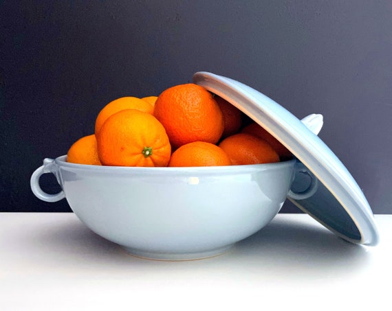Vintage LuRay Casserole Blue Pastel Taylor Smith Taylor Covered Serving Bowl 1.25 Qt. Casserole with Lid T.S.&T Mid Century Rare Dinnerware