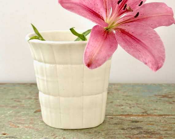 Vintage Vase Gio Ponti Richard Ginori S Cristoforo 1930s Milan Italy Vase Off White Grid Design Flared Rim Vessel Cream Italian Pottery Rare