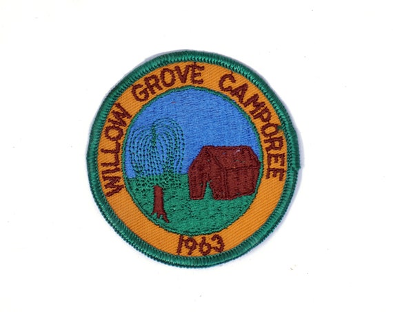 Vintage Scout Badge Willow Grove Camporee 1963 Girl Scouts of America Regional Camping Event Allons Tennessee Campground Sew on Patch Sash