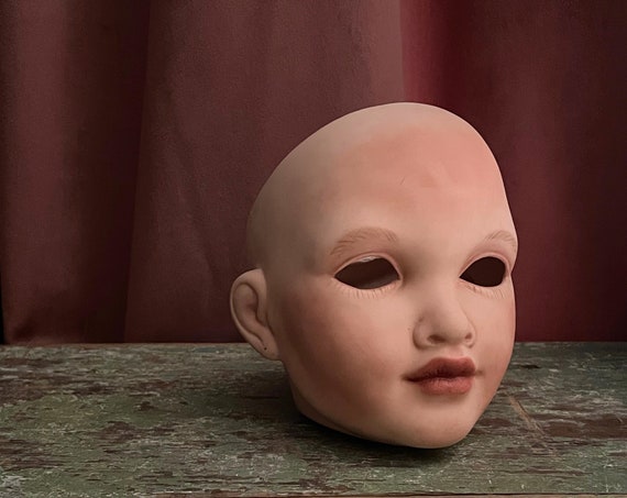 Vintage Doll Head Bisque Porcelain Lifelike Creepy Doll Part No Eyes Replacement or Repurpose Art Project Head Planter Doll Head Paul Daisy