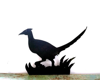 Vintage Pheasant Silhouette Metal Black Bird Sign Cast Iron Cut Out Game Bird Yard Art Lawn Ornament Fence Barn Wall Decor Indoor Outdoor