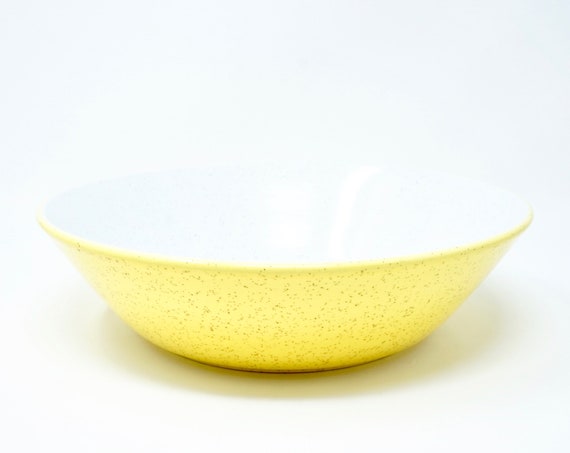 Vintage Serving Bowl Duplex Yellow Mikasa Shape by Ben Seibel 60s Large Bowl Bright Yellow Flecked Interior White Interior Ceramic Oven Safe