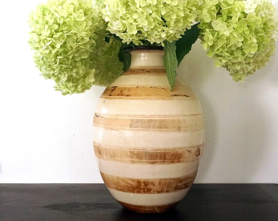 Chulucanas Vase Peruvian Pottery Brown Striped Vessel Signed Handmade Morropón Province Piura Region Peru Made with Pre-Incan Techniques