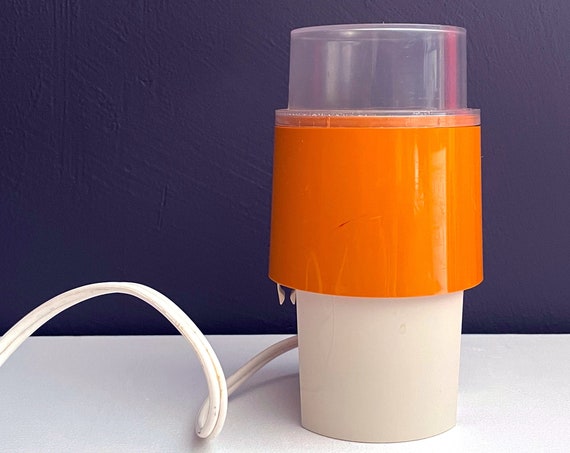 Vintage Coffee Grinder Electric Moulinex Type 228.1.00 Orange Plastic Press Top Coffee Bean Nuts Spice Grinder by Varco Inc. Made In France