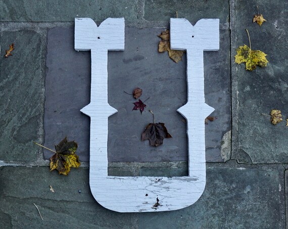 Vintage Letter T Sign Large Wood Cut Out Initial T Chippy White Painted Western Style Font 1970s Old West Signage Handmade Rustic Farmhouse