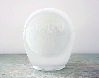 Vintage Glass Shade Wall Sconce Art Deco Opaque White Streamlined Globe Clear Daisy Grid Texture Headlight Style One Sided Wall Fixture 30s