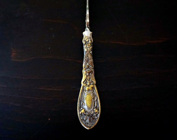 Antique Butter Knife Narcissus Oxford Silver Plate Co Art Nouveau Floral Handle Master Butter Knife Flat Handle Wm Rogers Silverplate Copper