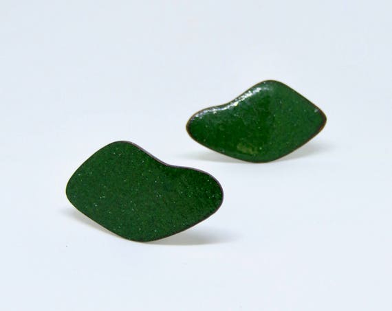 Vintage Cufflinks Enamel Green Cuff Links Mens Accessories