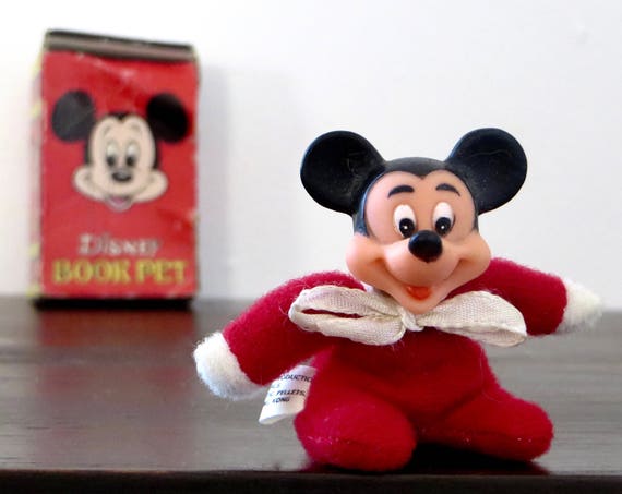 Vintage Mickey Disney Book Pet NO. 1 Collectible Tiny Mickey Mouse Figurine 1970s