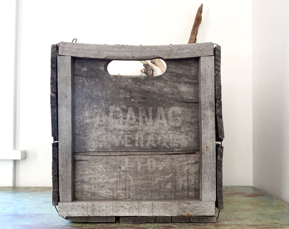Vintage Adanac Beverages Crate Rare Older Wood Soda Crate Ginger Ale Canada Grey Distressed Weathered Wood 1950s