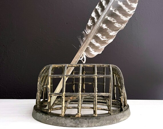 Vintage Metal Flower Frog Large Cage Style Floral Pin Frog for Floral Arranging Holder Dazey Flower Co. Floral Supply Rustic Chippy Salvage
