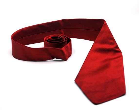 Vintage Red Tie Silk Ribbed Necktie Made by the The Custom Shop Shirtmakers of Imported Silk Deep Red Neck Tie