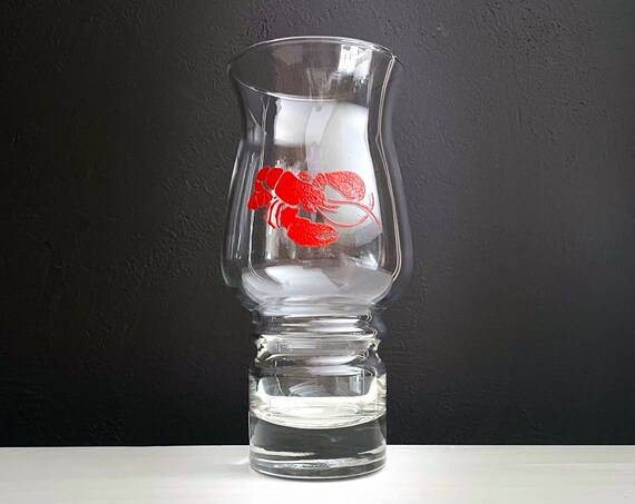 Vintage Lobster Glass Libbey Pilsner Textured Red Lobster Hurricane Glass 16 Oz Capacity Nautical Barware 80s Beer Glass Father's Day Gift