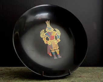 Vintage Kachina Bowl by Couroc Wood & Metal Inlay Hopi Hummingbird Kachina Satin Black Melamine Salad Bowl Single Serving Alcohol Resistant