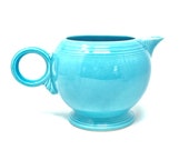Vintage Fiesta Teapot Large Rare Turquoise 1930-40s Fiesta HLC USA In Mold Mark Circular Handle No Lid Original Large Tea Pot Homer Laughlin