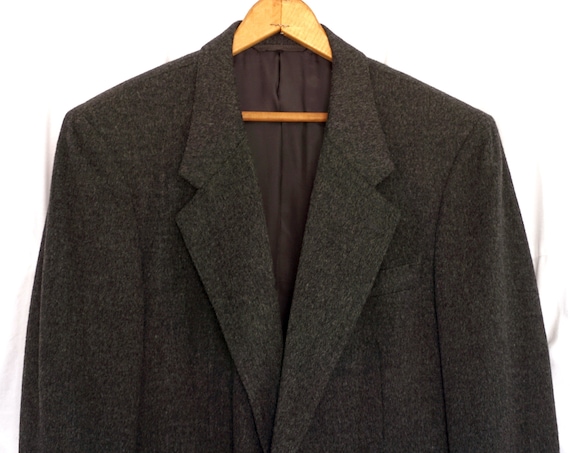 Vintage Grey Blazer Camel Hair Men’s Jacket Charcoal Jack Schwartz Short Hills NJ 1960s Sports Coat Grey 100% Camel Northern Marianas