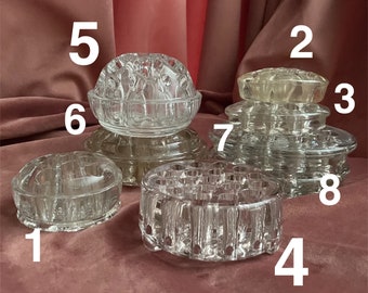 Vintage Flower Frogs Glass Clear Assorted Floral Arrangement Holder Vase Bases Varying Sizes Number of Holes Your Choice or Whole Collection