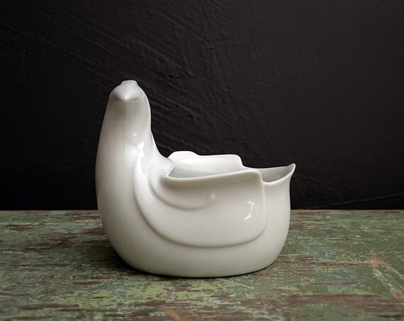 Vintage Bird Candle Holder Dansk Small Bowl White Dove Shaped Porcelain Dish Tea Lite Holder 70s Dansk International Ltd Japan Gunnar Cryen