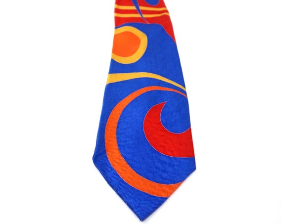Vintage Abstract Tie Primary Color Geometric Necktie Silk 80s Bold Red Gold Blue Neck Tie Pangborn Made in Korea by Artist Dominic Pangborn