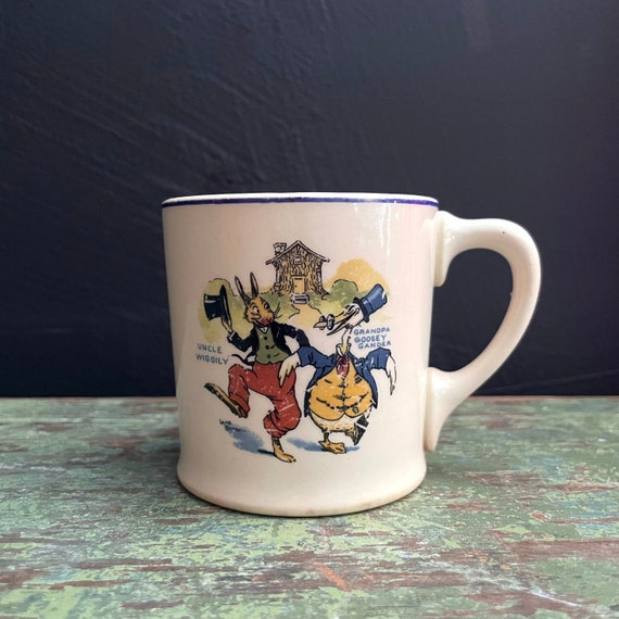 Antique Mug Uncle Wiggily Child's Mug Sebring Pottery 1924 Ovaltine Wander Company Fred Wish Collectible Grandpa Goosey Gander Lang Campbell