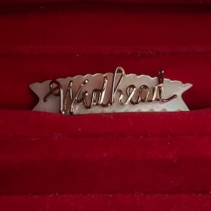 Vintage Wedhead Brooch, Mother of Pearl, Gold Filled Script, 1940s Bridal Pin
