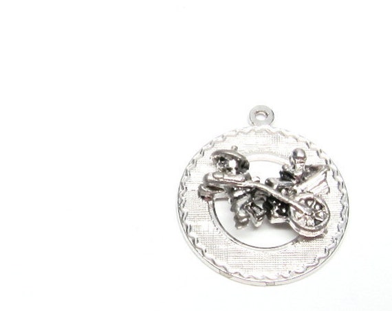 Vintage Charm Rickshaw Sterling Silver Chinese Pendant