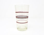 Vintage Kamkar Cocktail Shaker Glass Ice Crusher Cup Red Back Stripes 20 oz Measuring Tumbler