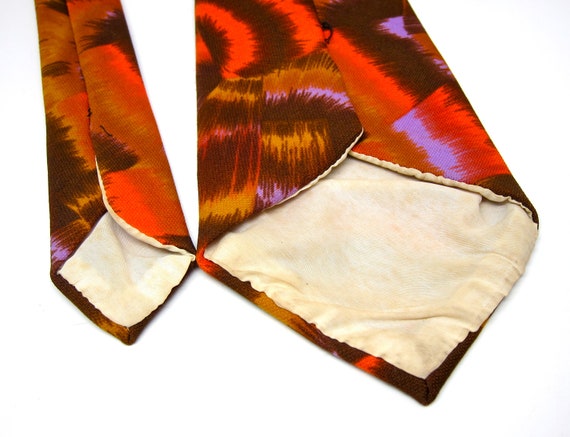 Vintage Tie Psychedelic Orange Purple Neck Tie Wi… - image 5