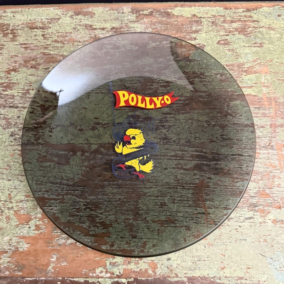 Vintage Polly-O Cheese Glass Plate, 1975 Commemorative Dish, Smokey Grey