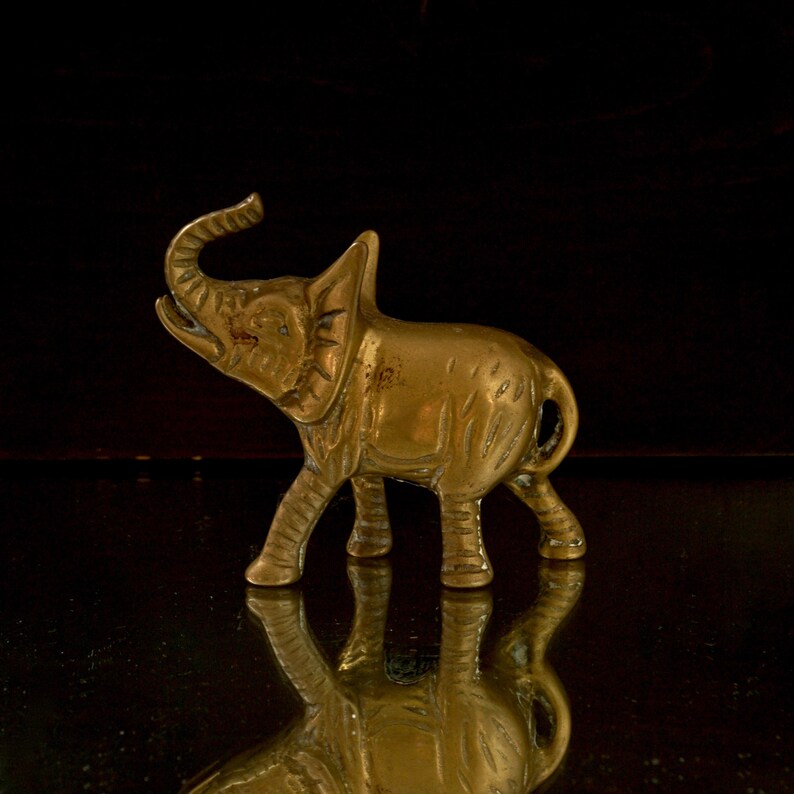 Vintage Brass Elephant Figurine Leonard Towle Heavy Solid Brass Unpolished Pachyderm Statue 1970s Boho Decor
